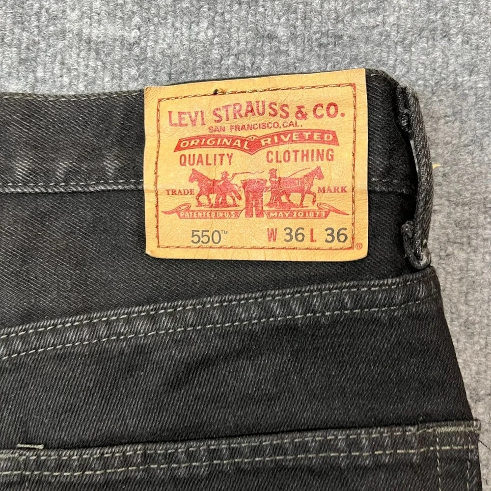 Levi's 550 Relaxed Fit Jeans Mens Black Denim Classic Straight Zip Fly - 36X28.5